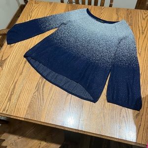 White House Black Market navy blue with metallic silver sweater